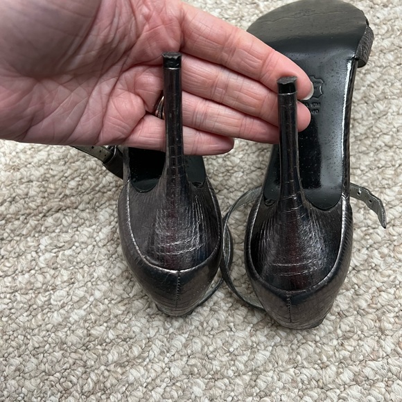 Nina strappy metal gray silver black heels size 10 - Picture 5 of 7